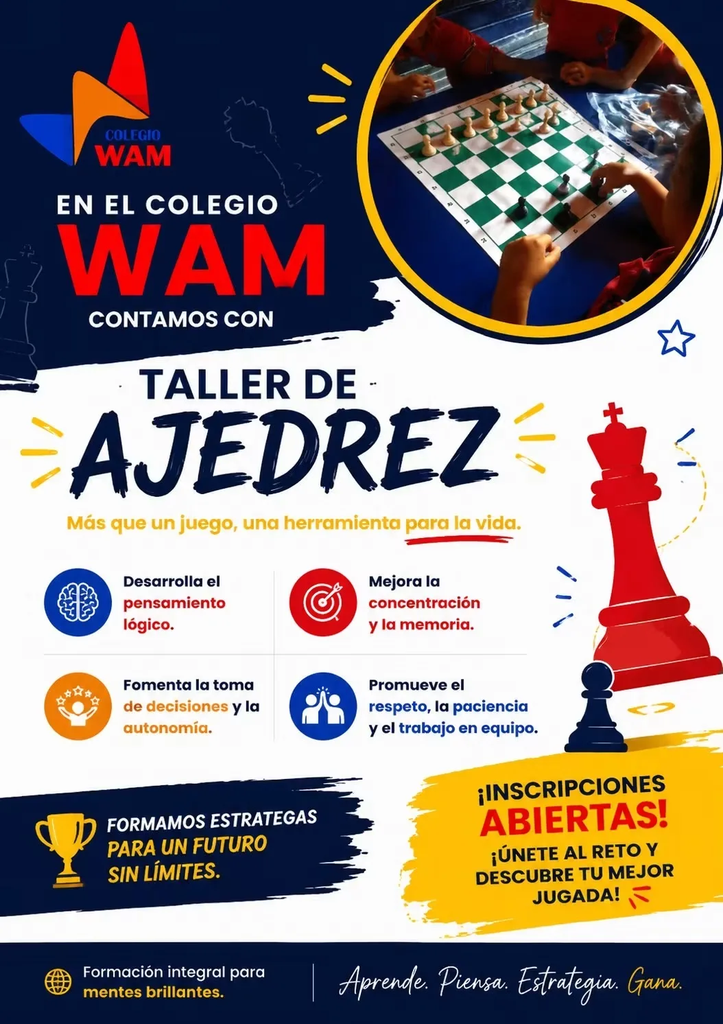 Alumnos de Colegio WAM jugando ajedrez